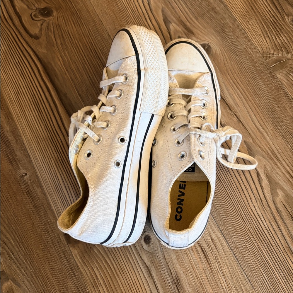 GUC White Platform Low-Top Converses
